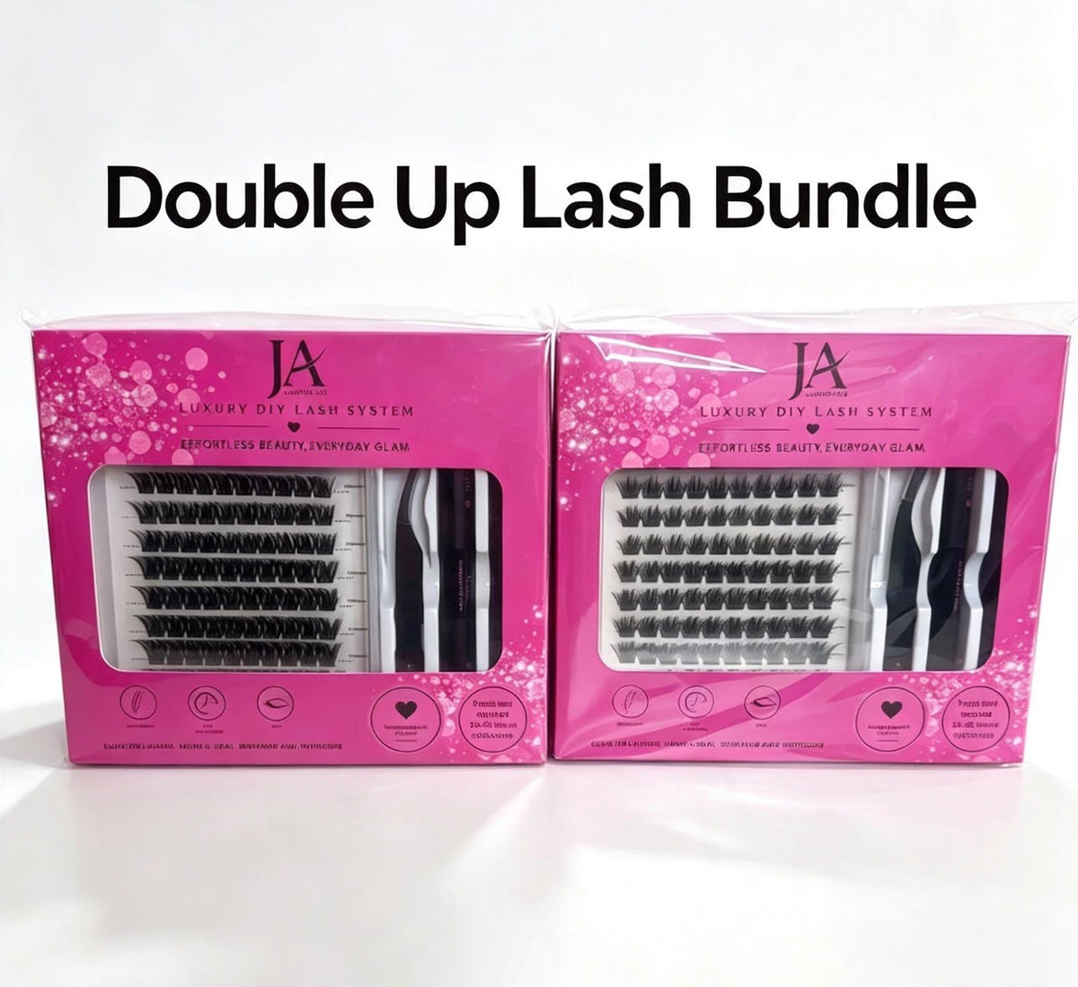 Double Up Lash Bundle - 2 x DIY Cluster Lash Kits (you pick the styles) - Waterproof Bond & Seal | XL Cluster Lash Tray | Lash Remover & Tweezers | JA LASHES & CO