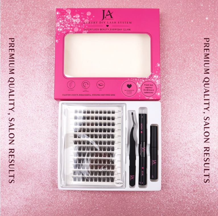 Luxury DIY Cluster Lash Extension Kit | Waterproof Bond & Seal | XL Cluster Lash Tray | Lash Remover & Tweezers | JA LASHES & CO