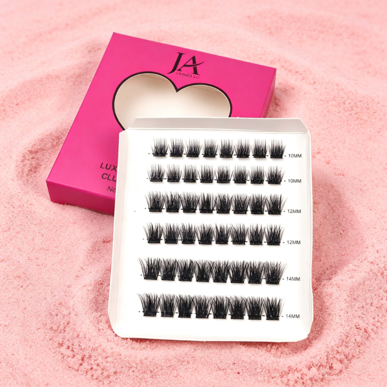 Luxury Preglued Cluster Lashes | No Glue Needed | Reusable DIY Lash Extensions | Tweezers Included | JA LASHES & CO