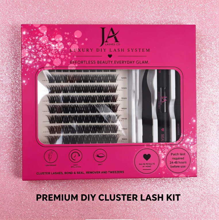 Luxury DIY Cluster Lash Extension Kit | Waterproof Bond & Seal | XL Cluster Lash Tray | Lash Remover & Tweezers | JA LASHES & CO