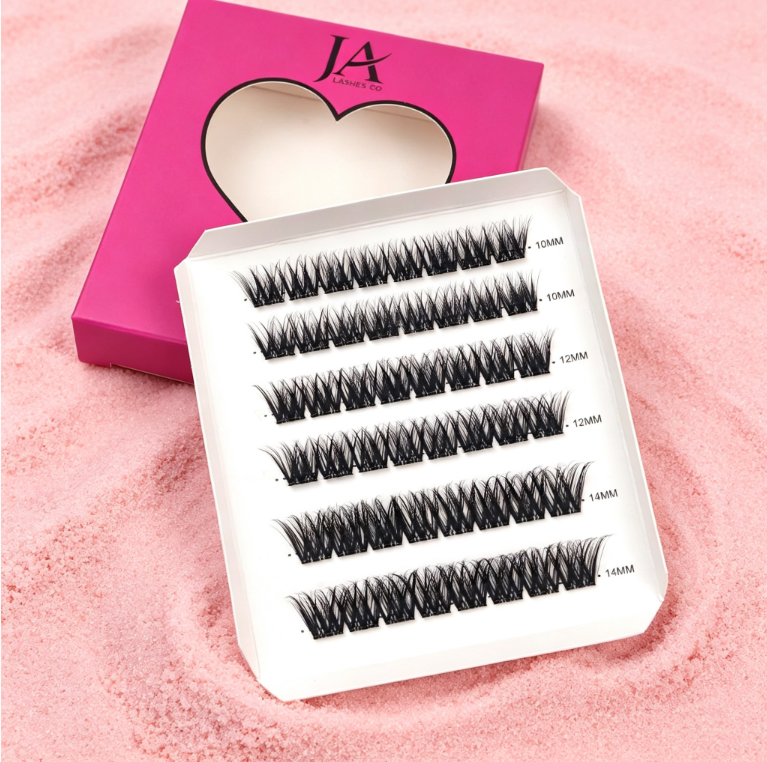 Luxury Preglued Cluster Lashes | No Glue Needed | Reusable DIY Lash Extensions | Tweezers Included | JA LASHES & CO