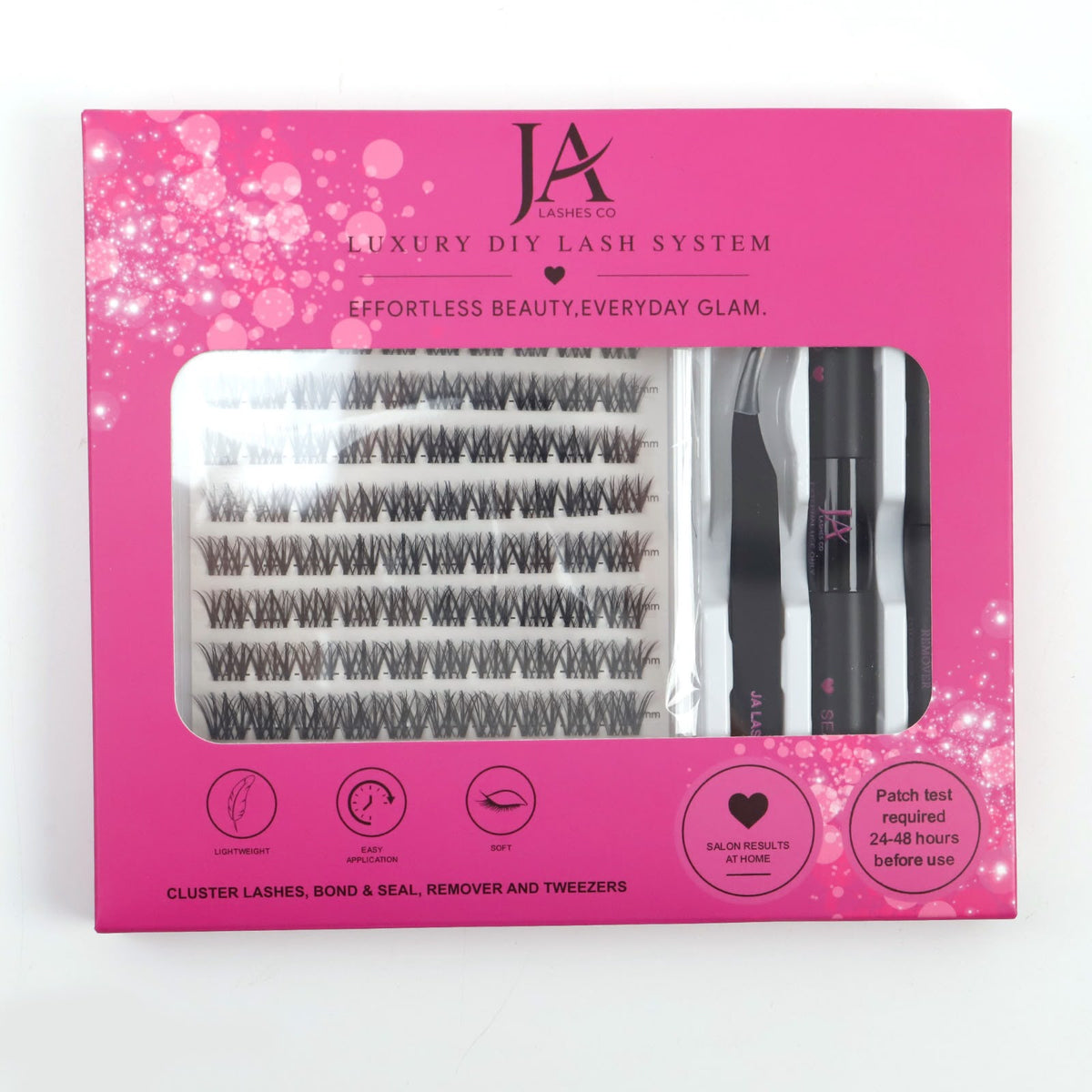 DIY Cluster Lash Extension Kit | Waterproof Bond & Seal | XL Cluster Lash Tray | Lash Remover & Tweezers | JA LASHES & CO