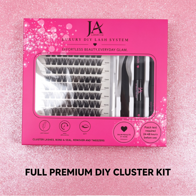 Luxury DIY Cluster Lash Extension Kit | Waterproof Bond & Seal | XL Cluster Lash Tray | Lash Remover & Tweezers | JA LASHES & CO