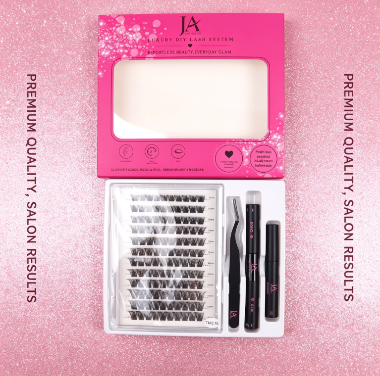 Luxury DIY Cluster Lash Extension Kit | Waterproof Bond & Seal | XL Cluster Lash Tray | Lash Remover & Tweezers | JA LASHES & CO