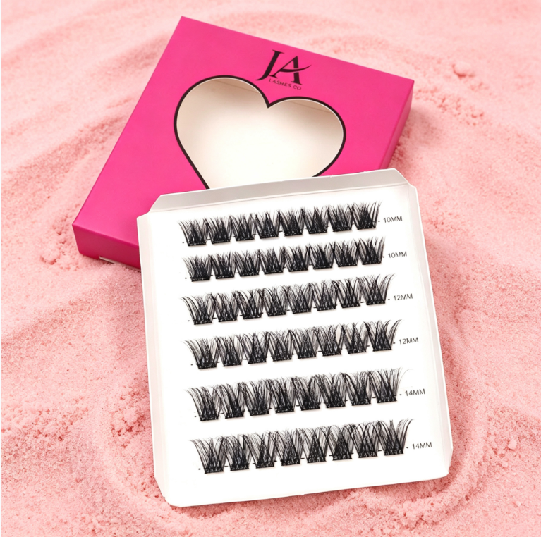 Luxury Preglued Cluster Lashes | No Glue Needed | Reusable DIY Lash Extensions | Tweezers Included | JA LASHES & CO