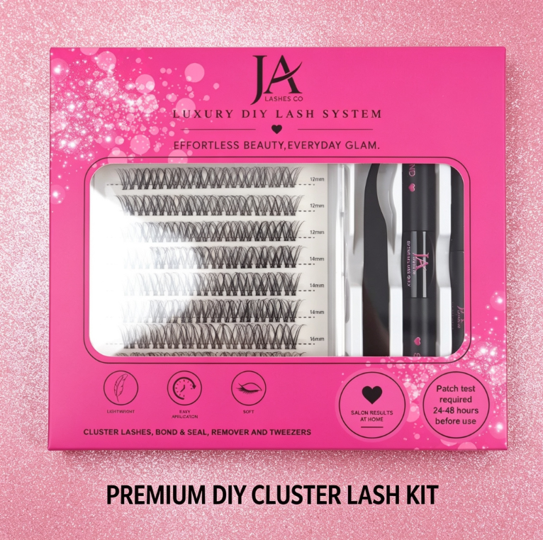 Luxury DIY Cluster Lash Extension Kit | Waterproof Bond & Seal | XL Cluster Lash Tray | Lash Remover & Tweezers | JA LASHES & CO