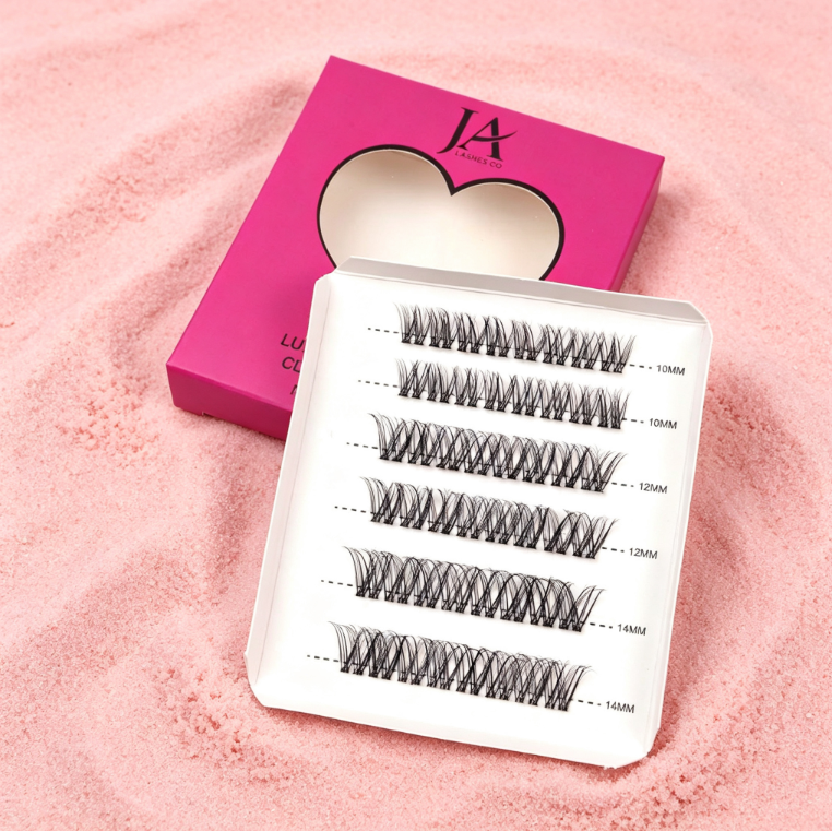 Luxury Preglued Cluster Lashes | No Glue Needed | Reusable DIY Lash Extensions | Tweezers Included | JA LASHES & CO