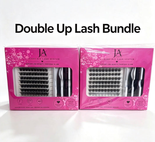 Double Up Lash Bundle - 2 x DIY Cluster Lash Kits (you pick the styles) - Waterproof Bond & Seal | XL Cluster Lash Tray | Lash Remover & Tweezers | JA LASHES & CO