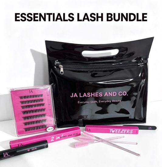 Essentials Lash Bundle - 1 x DIY cluster lash tray (you pick the style), Lash Bag, Bond & Seal and Tweezers