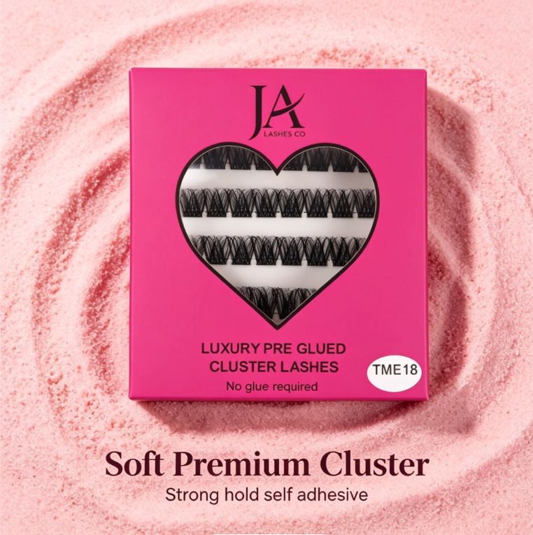 Luxury Preglued Cluster Lashes | No Glue Needed | Reusable DIY Lash Extensions | Tweezers Included | JA LASHES & CO